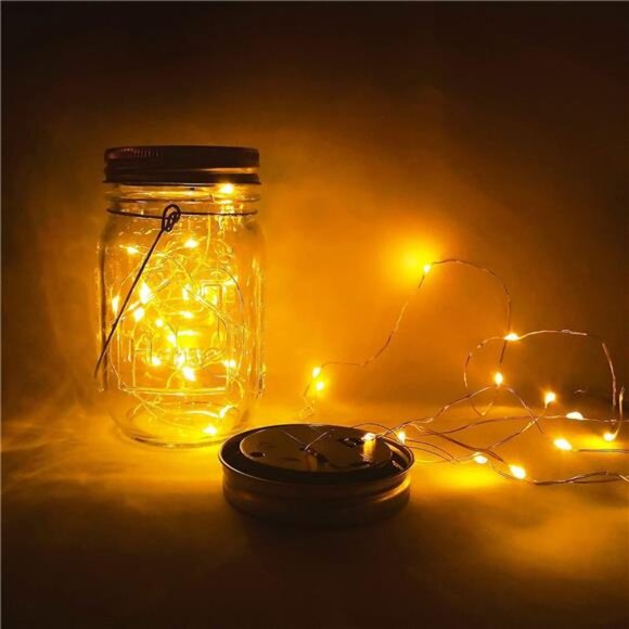 Solar Mason Jar Lights,4 Pack 30 Led Starry Fairy String Hanging Jar Lights - Picture 7 of 8